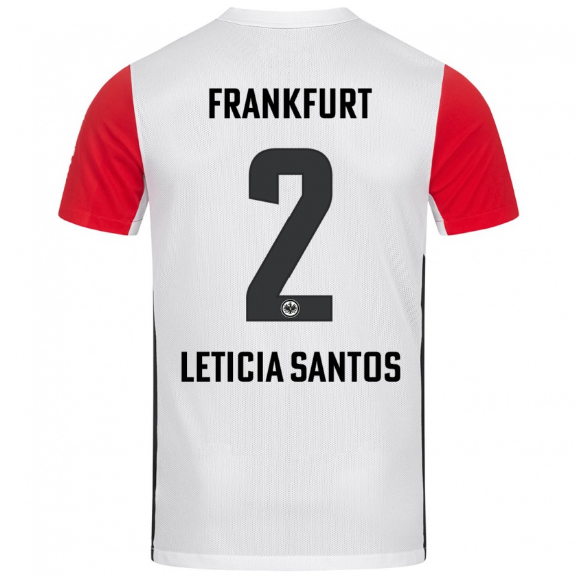 Kandiny Niño Camiseta Letícia Santos De Oliveira #2 Blanco Rojo 1ª Equipación 2024/25 La Camisa Chile