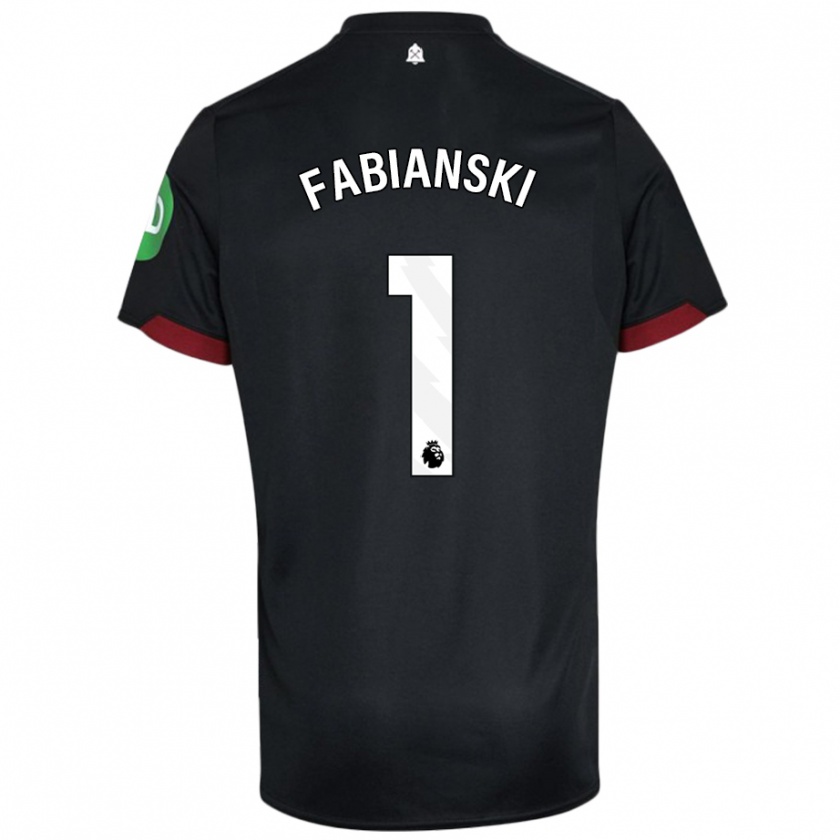 Kandiny Niño Camiseta Lukasz Fabianski #1 Negro Blanco 2ª Equipación 2024/25 La Camisa Chile