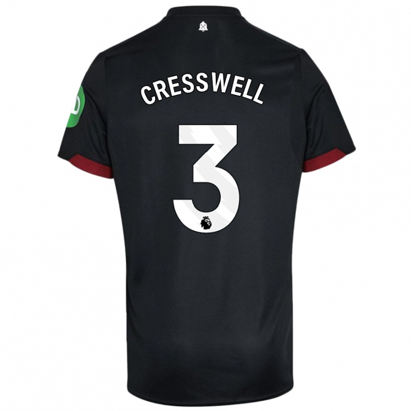 Kandiny Niño Camiseta Aaron Cresswell #3 Negro Blanco 2ª Equipación 2024/25 La Camisa Chile