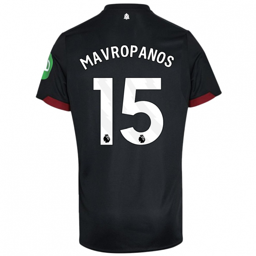 Kandiny Niño Camiseta Konstantinos Mavropanos #15 Negro Blanco 2ª Equipación 2024/25 La Camisa Chile