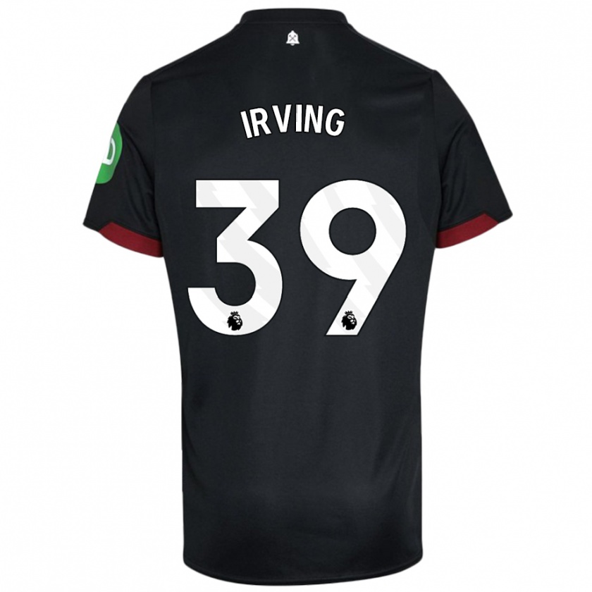 Kandiny Niño Camiseta Andy Irving #39 Negro Blanco 2ª Equipación 2024/25 La Camisa Chile