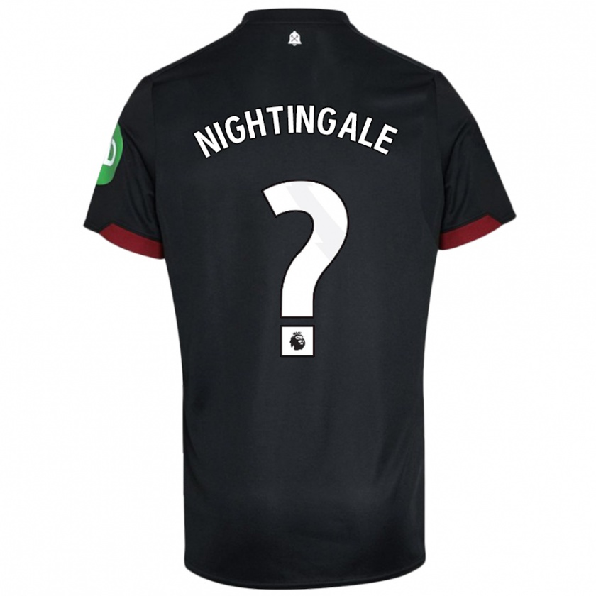 Kandiny Niño Camiseta Ben Nightingale #0 Negro Blanco 2ª Equipación 2024/25 La Camisa Chile