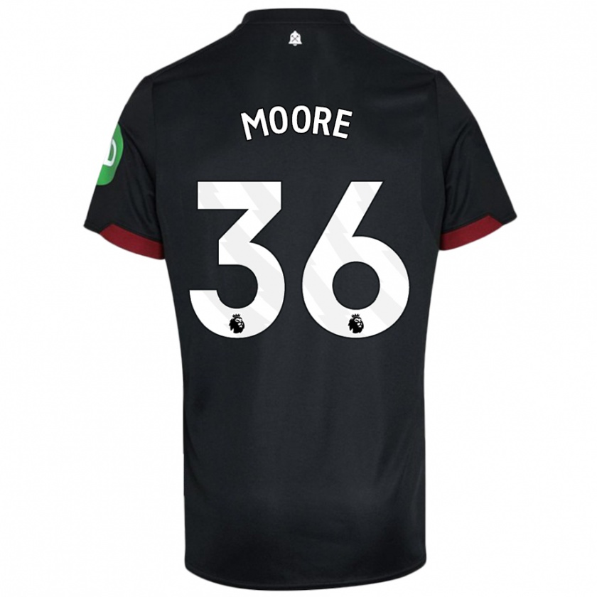 Kandiny Niño Camiseta Sean Moore #36 Negro Blanco 2ª Equipación 2024/25 La Camisa Chile