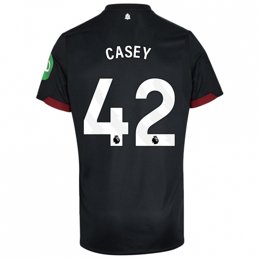 Kandiny Niño Camiseta Kaelan Casey #42 Negro Blanco 2ª Equipación 2024/25 La Camisa Chile