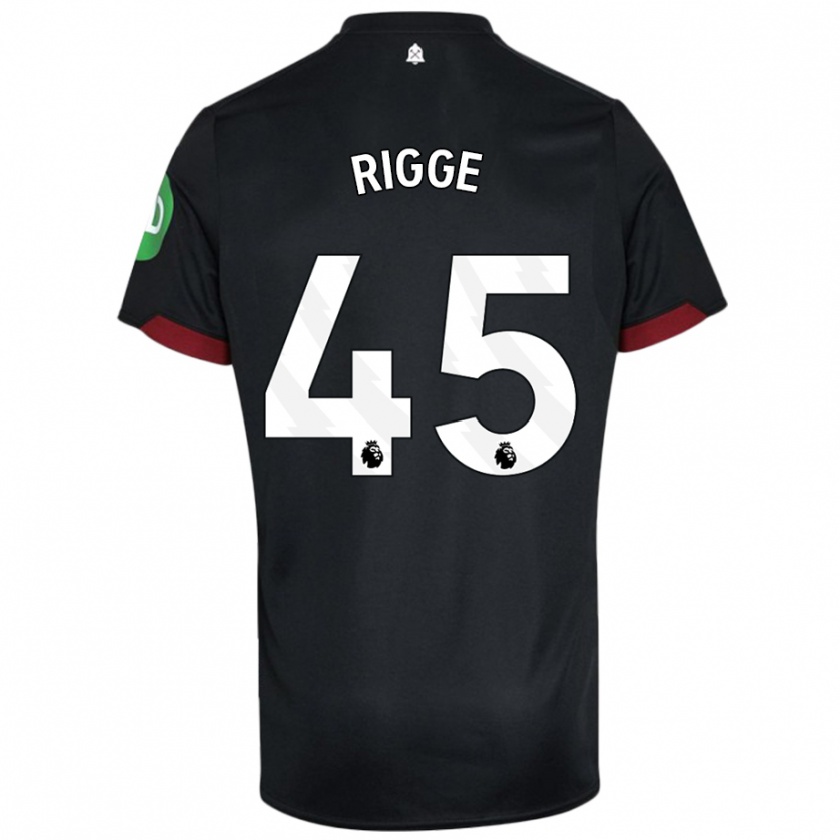 Kandiny Niño Camiseta Daniel Rigge #45 Negro Blanco 2ª Equipación 2024/25 La Camisa Chile