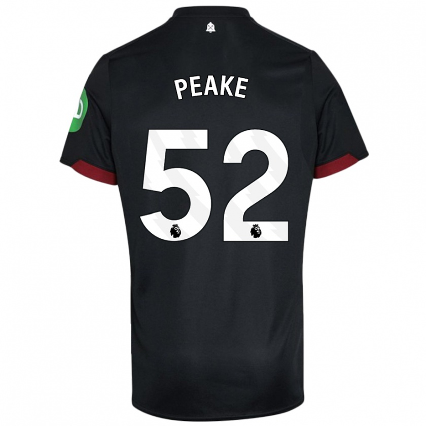 Kandiny Niño Camiseta Lennon Peake #52 Negro Blanco 2ª Equipación 2024/25 La Camisa Chile