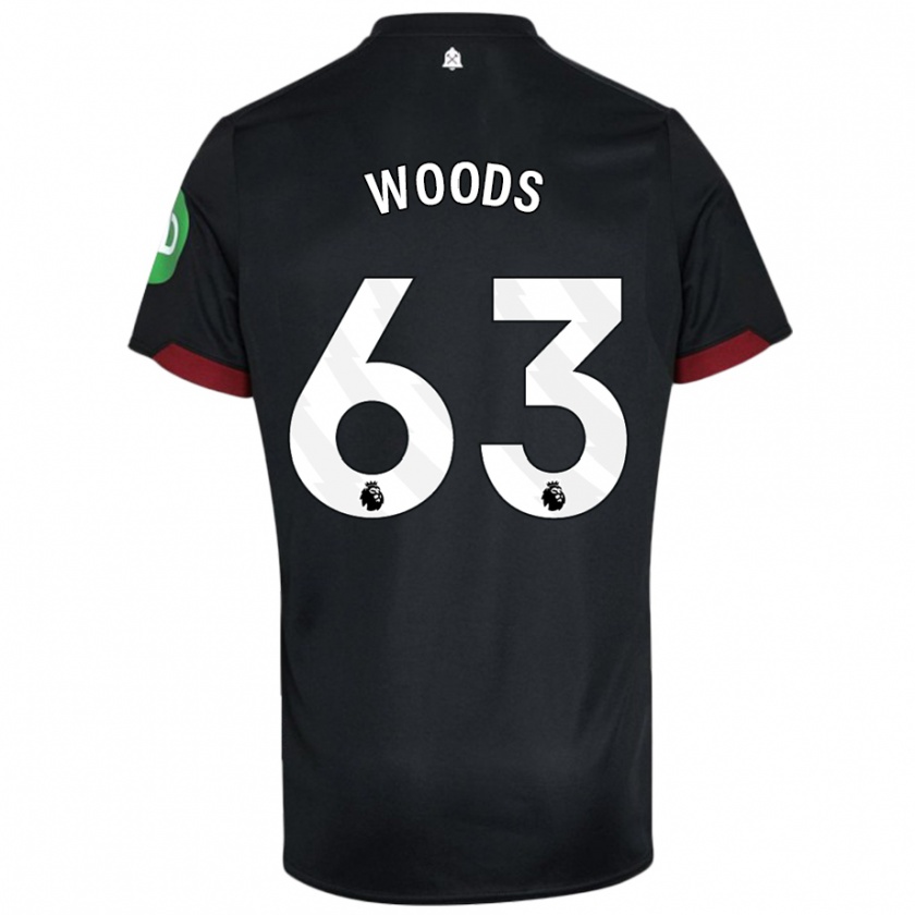 Kandiny Niño Camiseta Archie Woods #63 Negro Blanco 2ª Equipación 2024/25 La Camisa Chile