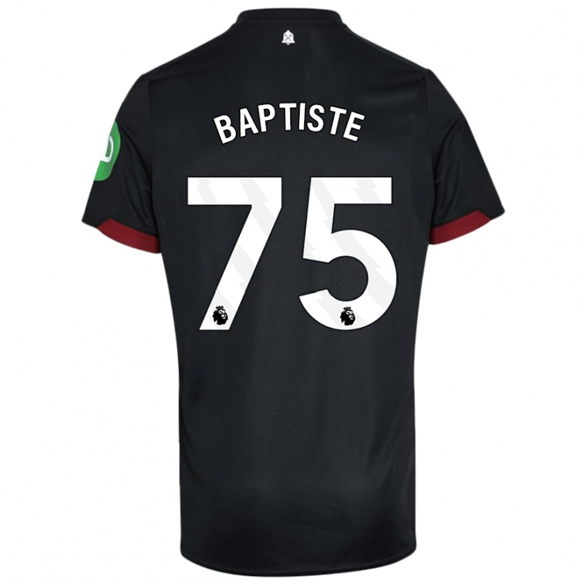 Kandiny Niño Camiseta Jamal Baptiste #75 Negro Blanco 2ª Equipación 2024/25 La Camisa Chile