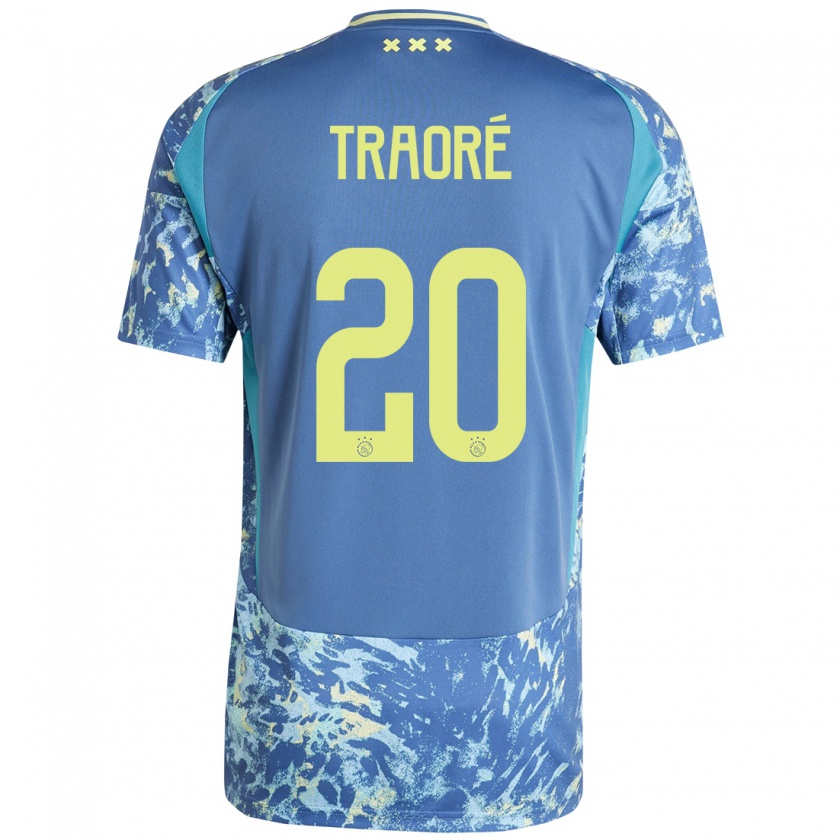 Kandiny Niño Camiseta Bertrand Traoré #20 Gris Azul Amarillo 2ª Equipación 2024/25 La Camisa Chile