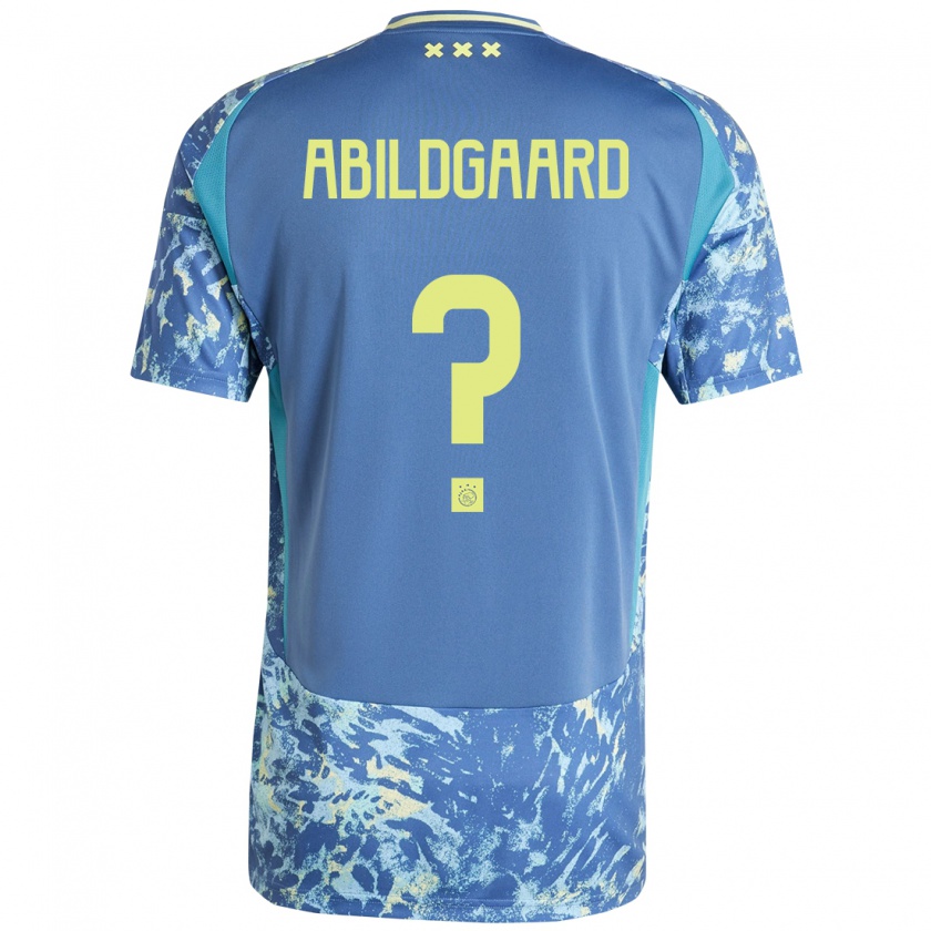 Kandiny Niño Camiseta Lasse Abildgaard #0 Gris Azul Amarillo 2ª Equipación 2024/25 La Camisa Chile