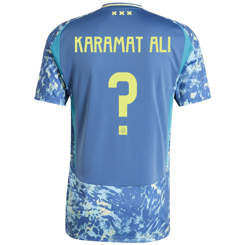 Kandiny Niño Camiseta Yaïr Karamat Ali #0 Gris Azul Amarillo 2ª Equipación 2024/25 La Camisa Chile