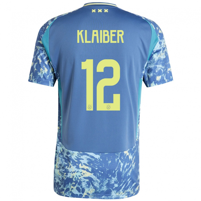 Kandiny Niño Camiseta Sean Klaiber #12 Gris Azul Amarillo 2ª Equipación 2024/25 La Camisa Chile