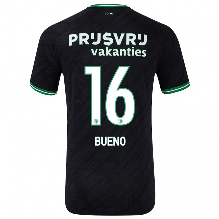 Kandiny Niño Camiseta Hugo Bueno #16 Negro Verde 2ª Equipación 2024/25 La Camisa Chile