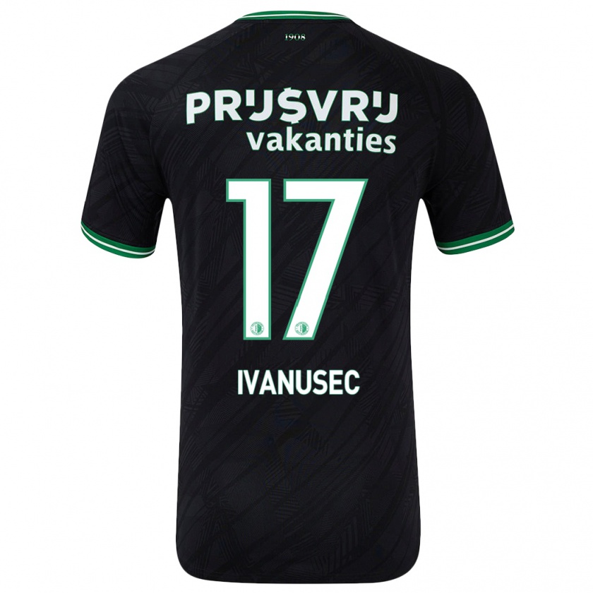 Kandiny Niño Camiseta Luka Ivanusec #17 Negro Verde 2ª Equipación 2024/25 La Camisa Chile