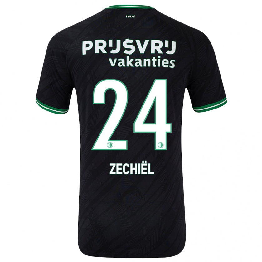 Kandiny Niño Camiseta Gjivai Zechiël #24 Negro Verde 2ª Equipación 2024/25 La Camisa Chile