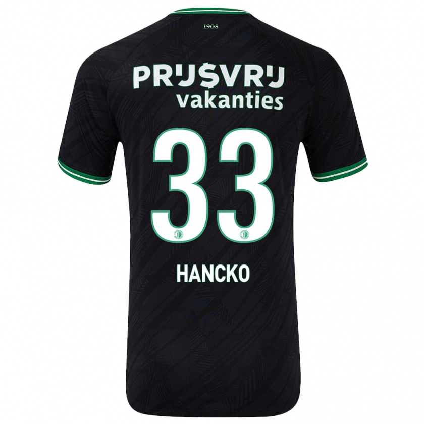 Kandiny Niño Camiseta Dávid Hancko #33 Negro Verde 2ª Equipación 2024/25 La Camisa Chile