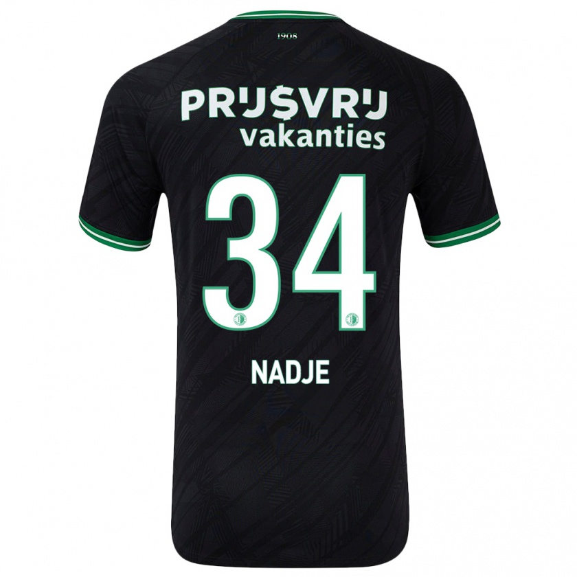 Kandiny Niño Camiseta Chris-Kévin Nadje #34 Negro Verde 2ª Equipación 2024/25 La Camisa Chile