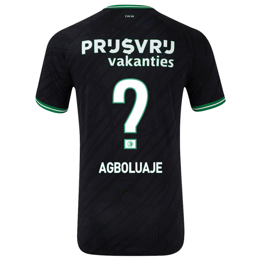 Kandiny Niño Camiseta Hakeem Agboluaje #0 Negro Verde 2ª Equipación 2024/25 La Camisa Chile