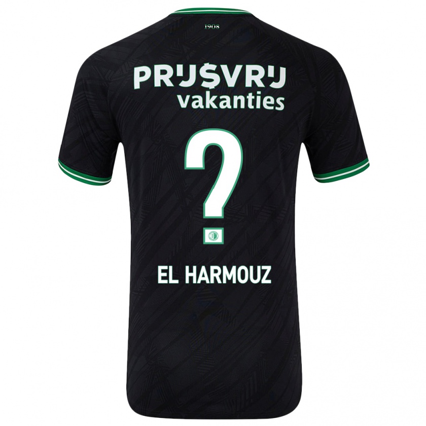 Kandiny Niño Camiseta Nassim El Harmouz #0 Negro Verde 2ª Equipación 2024/25 La Camisa Chile