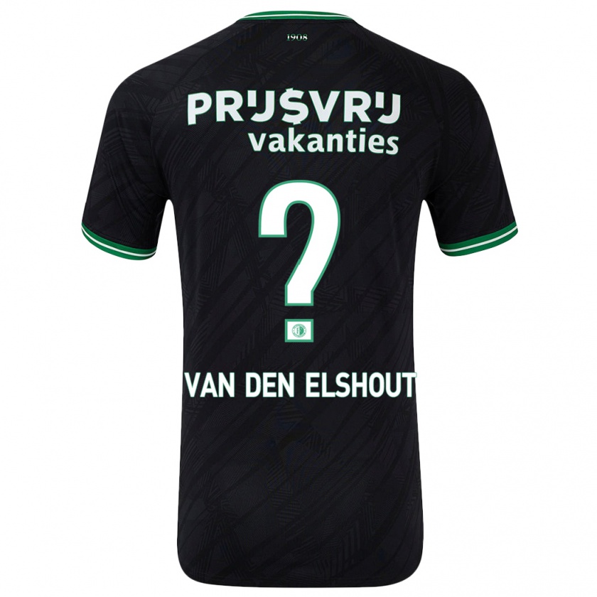 Kandiny Niño Camiseta Tobias Van Den Elshout #0 Negro Verde 2ª Equipación 2024/25 La Camisa Chile