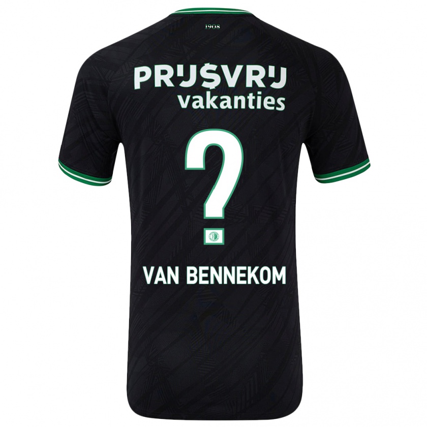 Kandiny Niño Camiseta Duron Van Bennekom #0 Negro Verde 2ª Equipación 2024/25 La Camisa Chile