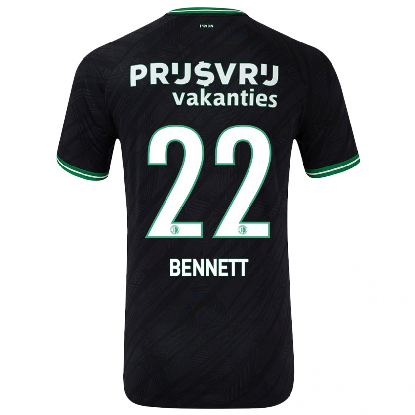 Kandiny Niño Camiseta Walter Bennett #22 Negro Verde 2ª Equipación 2024/25 La Camisa Chile