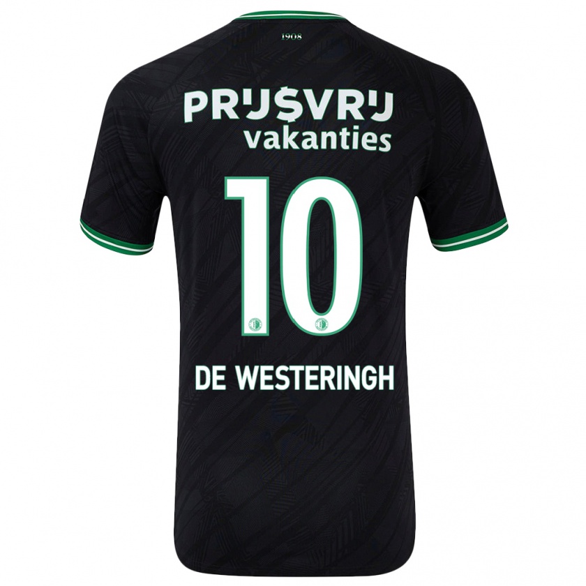 Kandiny Niño Camiseta Kirsten Van De Westeringh #10 Negro Verde 2ª Equipación 2024/25 La Camisa Chile