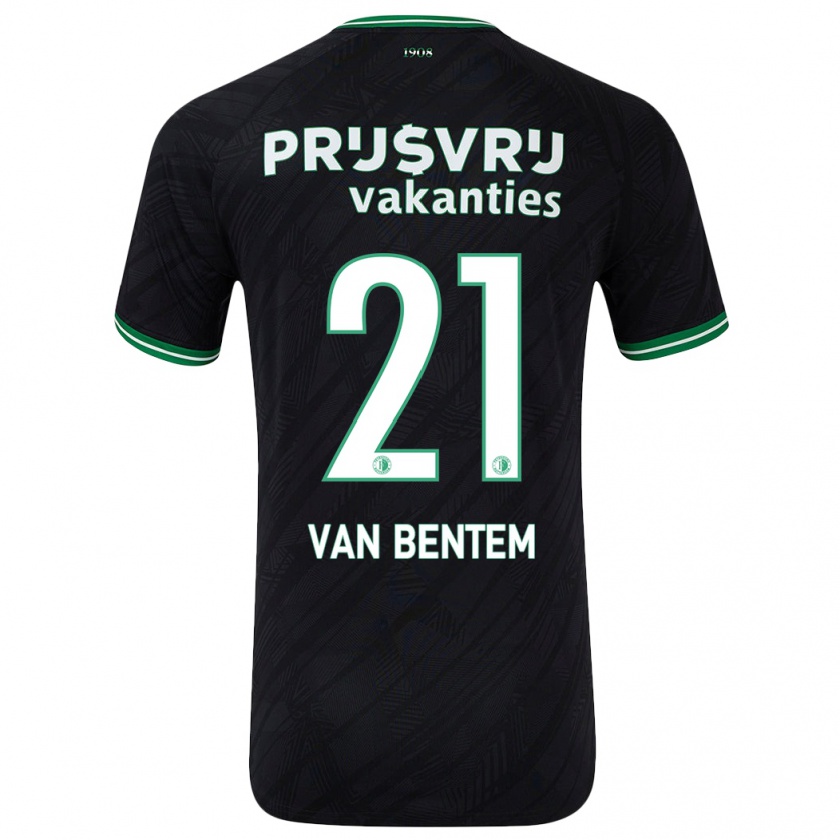 Kandiny Niño Camiseta Tess Van Bentem #21 Negro Verde 2ª Equipación 2024/25 La Camisa Chile