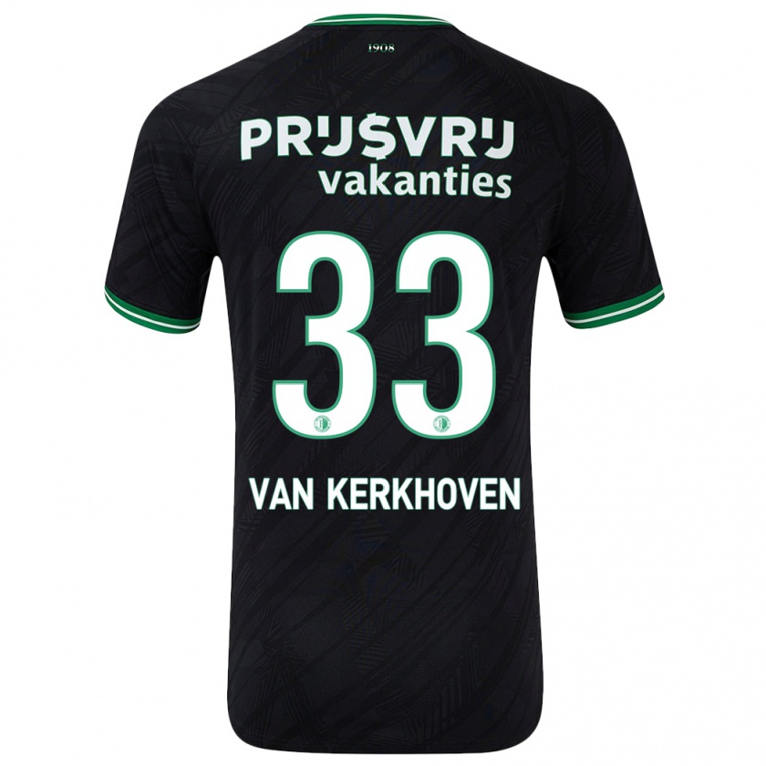 Kandiny Niño Camiseta Ella Van Kerkhoven #33 Negro Verde 2ª Equipación 2024/25 La Camisa Chile