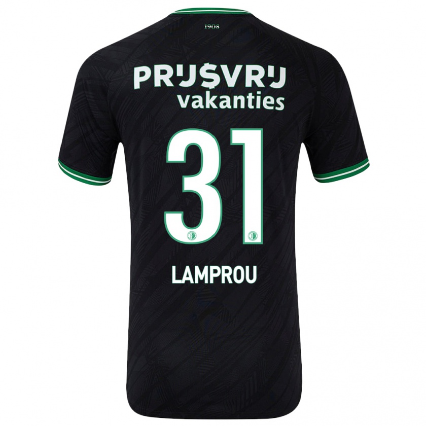 Kandiny Niño Camiseta Kostas Lamprou #31 Negro Verde 2ª Equipación 2024/25 La Camisa Chile