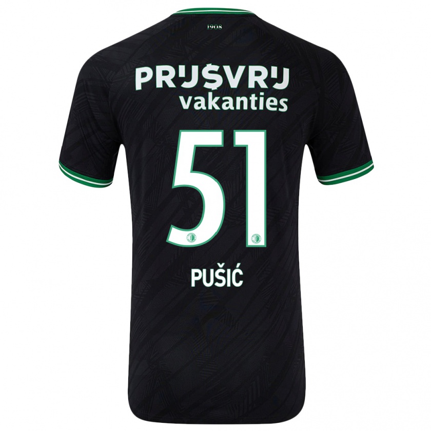 Kandiny Niño Camiseta Noah Pušić #51 Negro Verde 2ª Equipación 2024/25 La Camisa Chile