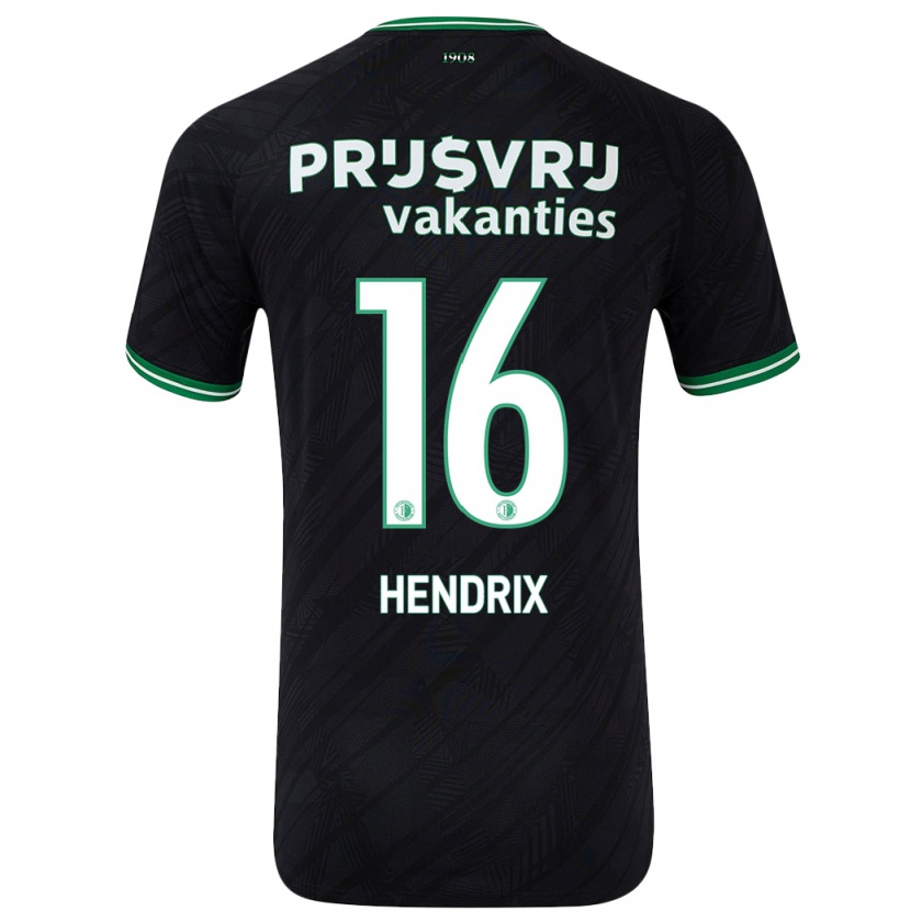 Kandiny Niño Camiseta Jorrit Hendrix #16 Negro Verde 2ª Equipación 2024/25 La Camisa Chile