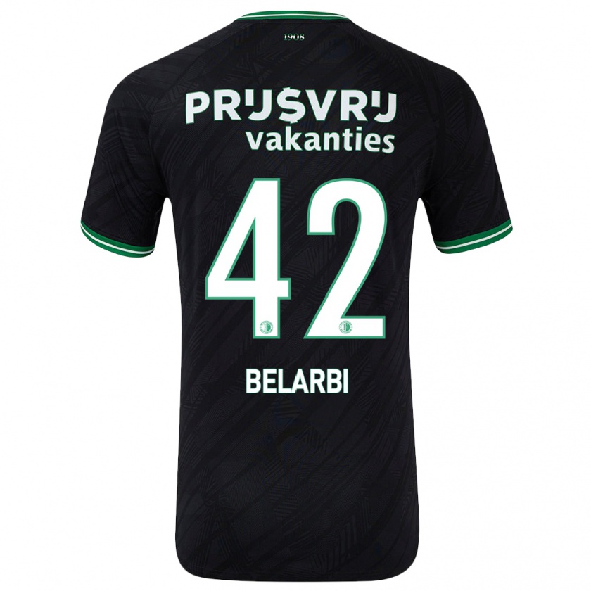 Kandiny Niño Camiseta Abdel Belarbi #42 Negro Verde 2ª Equipación 2024/25 La Camisa Chile