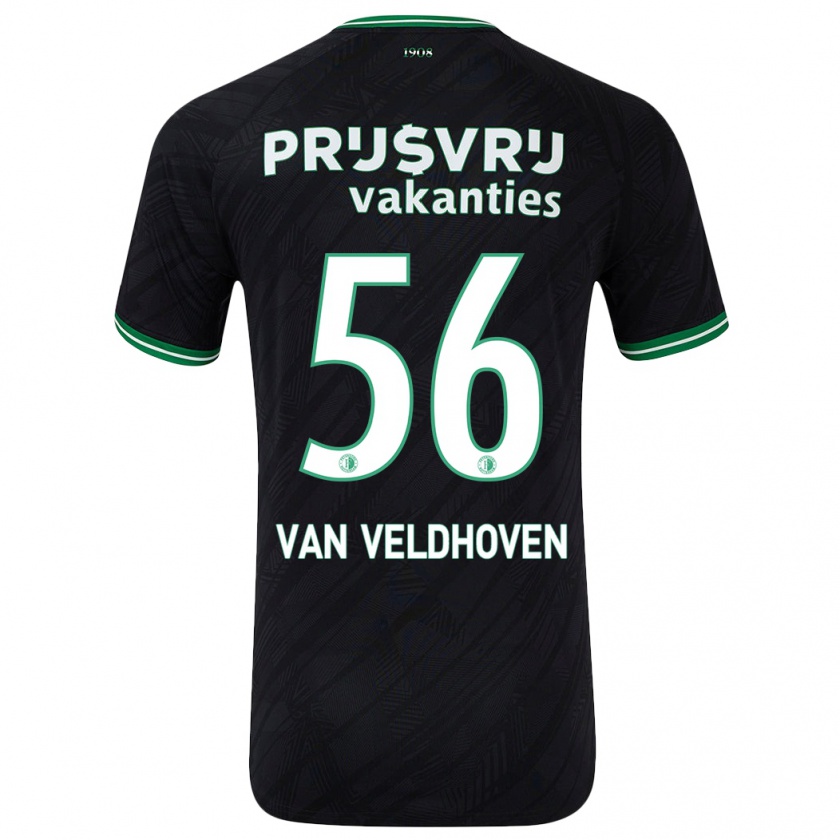 Kandiny Niño Camiseta Kars Van Veldhoven #56 Negro Verde 2ª Equipación 2024/25 La Camisa Chile