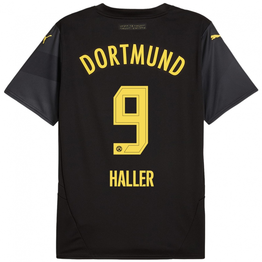 Kandiny Niño Camiseta Sébastien Haller #9 Negro Amarillo 2ª Equipación 2024/25 La Camisa Chile