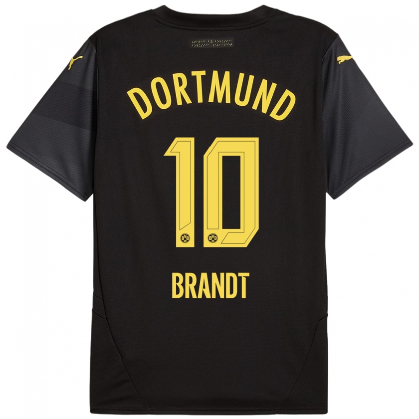 Kandiny Niño Camiseta Julian Brandt #10 Negro Amarillo 2ª Equipación 2024/25 La Camisa Chile