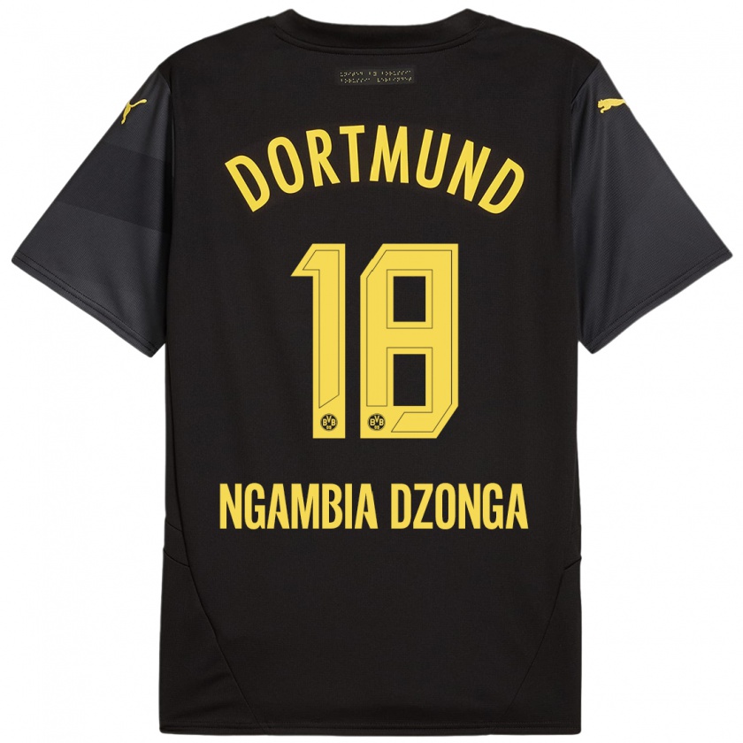 Kandiny Niño Camiseta Diego Ngambia #18 Negro Amarillo 2ª Equipación 2024/25 La Camisa Chile