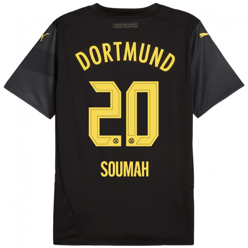 Kandiny Niño Camiseta Moussa Soumah #20 Negro Amarillo 2ª Equipación 2024/25 La Camisa Chile