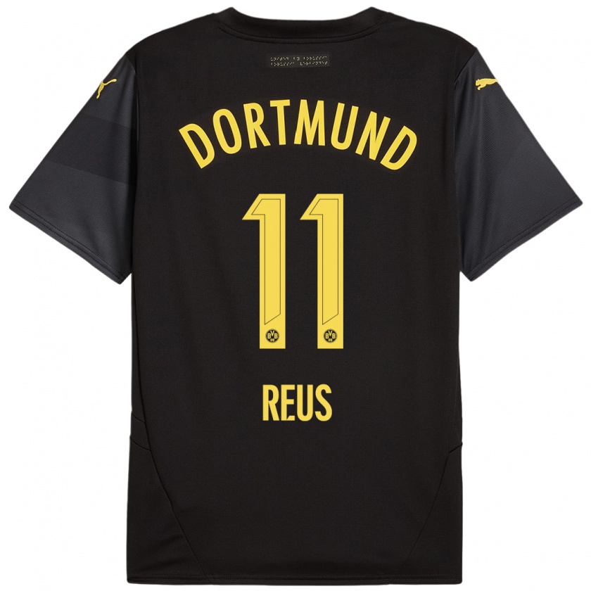 Kandiny Niño Camiseta Marco Reus #11 Negro Amarillo 2ª Equipación 2024/25 La Camisa Chile