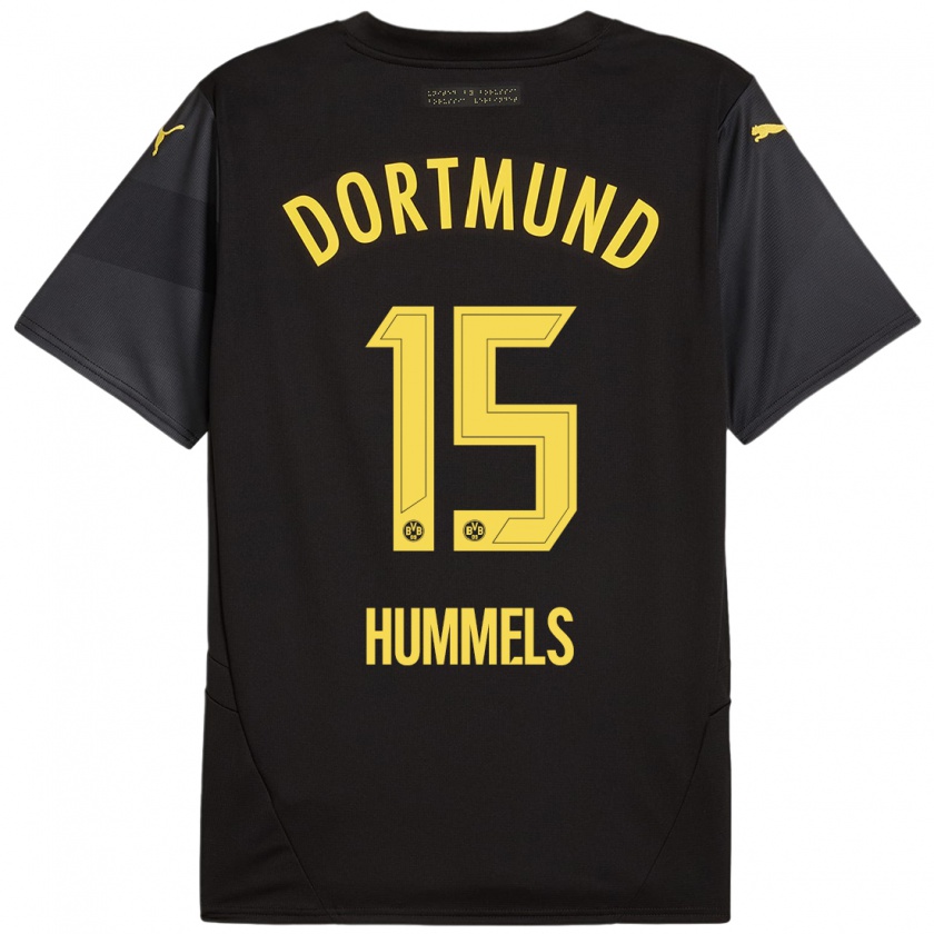 Kandiny Niño Camiseta Mats Hummels #15 Negro Amarillo 2ª Equipación 2024/25 La Camisa Chile