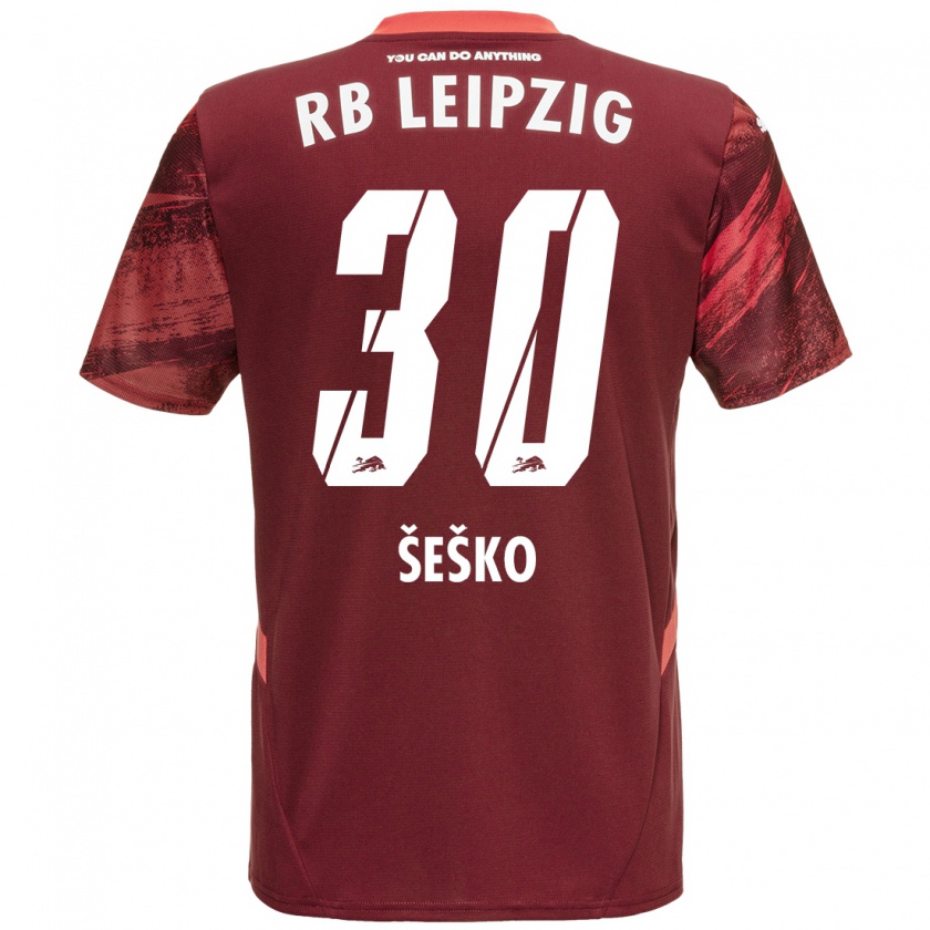 Kandiny Niño Camiseta Benjamin Sesko #30 Borgoña 2ª Equipación 2024/25 La Camisa Chile