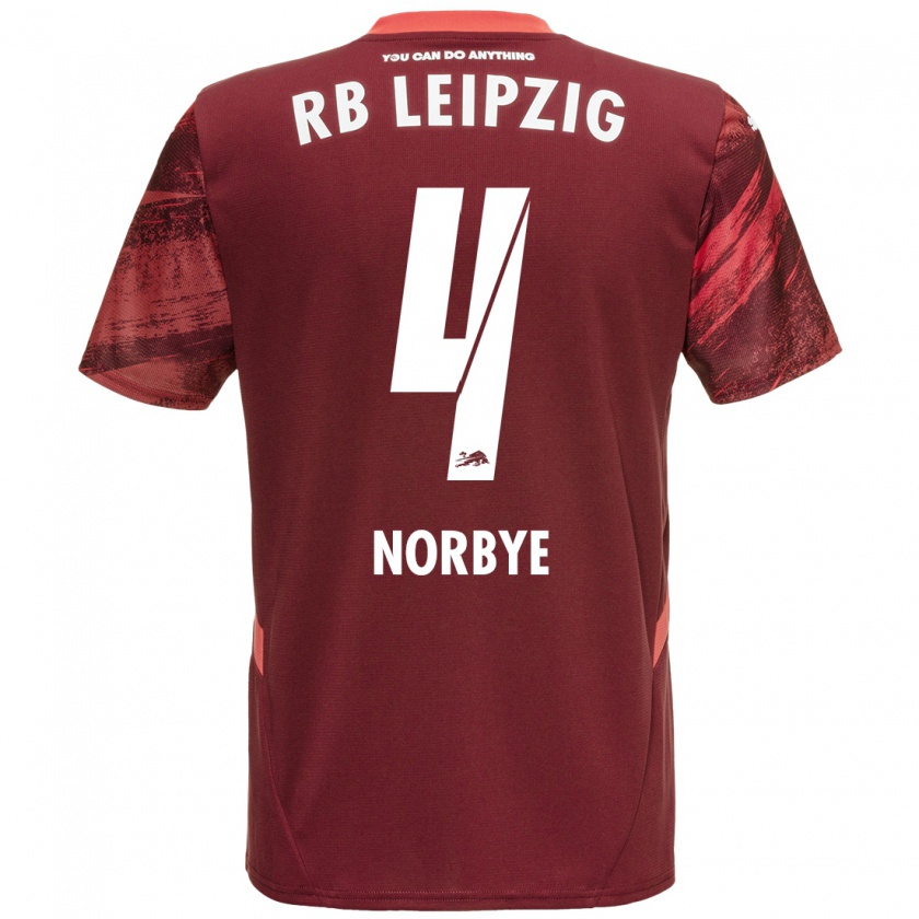 Kandiny Niño Camiseta Jonathan Norbye #4 Borgoña 2ª Equipación 2024/25 La Camisa Chile