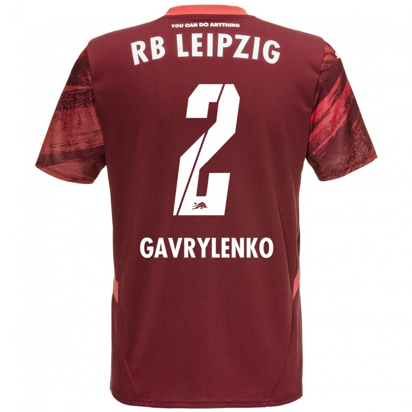 Kandiny Niño Camiseta Oleksandr Gavrylenko #2 Borgoña 2ª Equipación 2024/25 La Camisa Chile