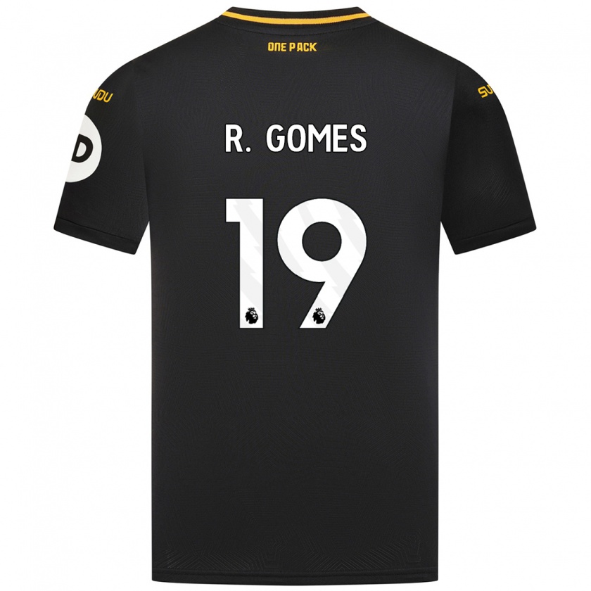 Kandiny Niño Camiseta Rodrigo Gomes #19 Negro 2ª Equipación 2024/25 La Camisa Chile