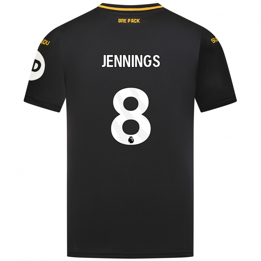 Kandiny Niño Camiseta Shannie Jennings #8 Negro 2ª Equipación 2024/25 La Camisa Chile