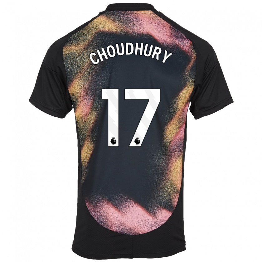 Kandiny Niño Camiseta Hamza Choudhury #17 Negro Blanco 2ª Equipación 2024/25 La Camisa Chile