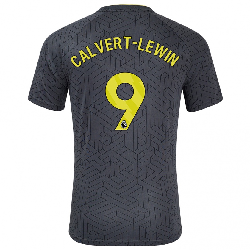 Kandiny Niño Camiseta Dominic Calvert-Lewin #9 Negro Amarillo 2ª Equipación 2024/25 La Camisa Chile