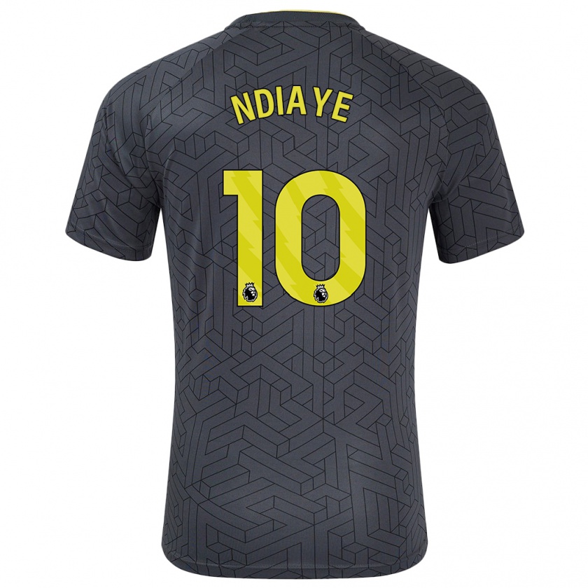 Kandiny Niño Camiseta Iliman Ndiaye #10 Negro Amarillo 2ª Equipación 2024/25 La Camisa Chile