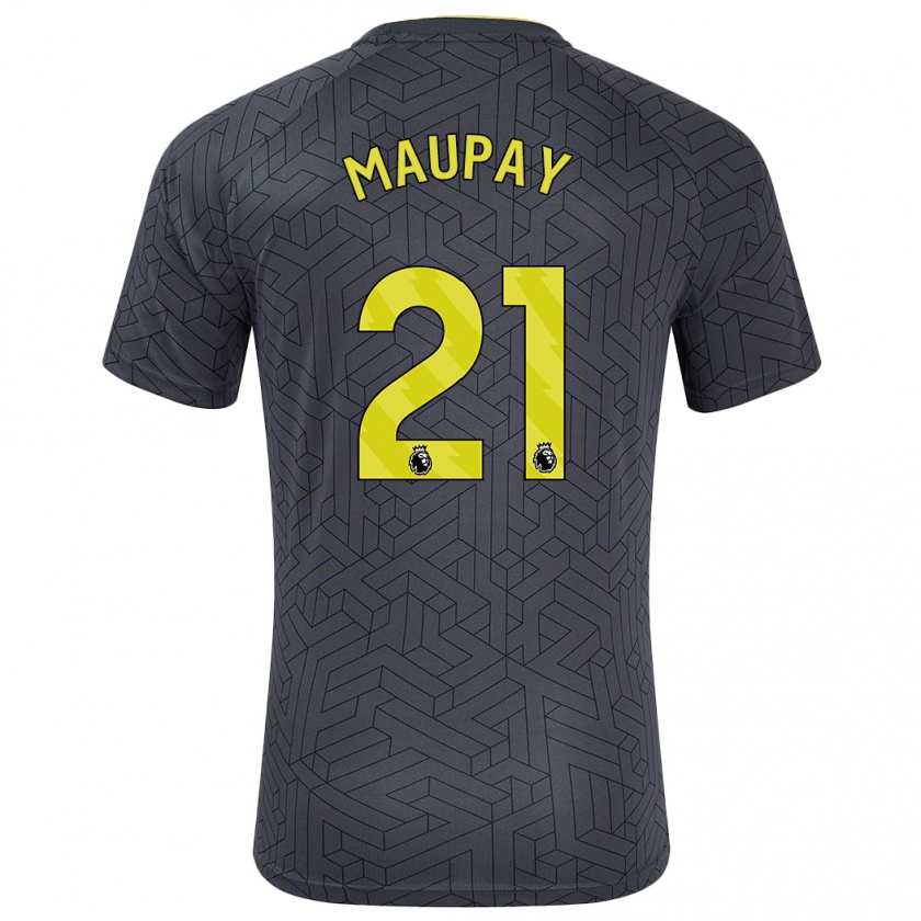 Kandiny Niño Camiseta Neal Maupay #21 Negro Amarillo 2ª Equipación 2024/25 La Camisa Chile