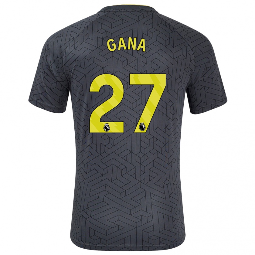 Kandiny Niño Camiseta Idrissa Gueye #27 Negro Amarillo 2ª Equipación 2024/25 La Camisa Chile